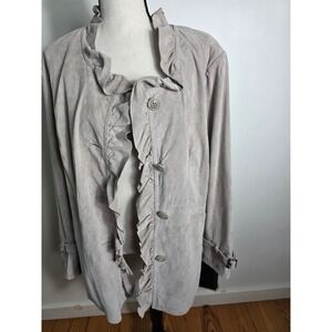 Pamela McCoy Couture Ruffle Suede Jacket‎ 1X NWT